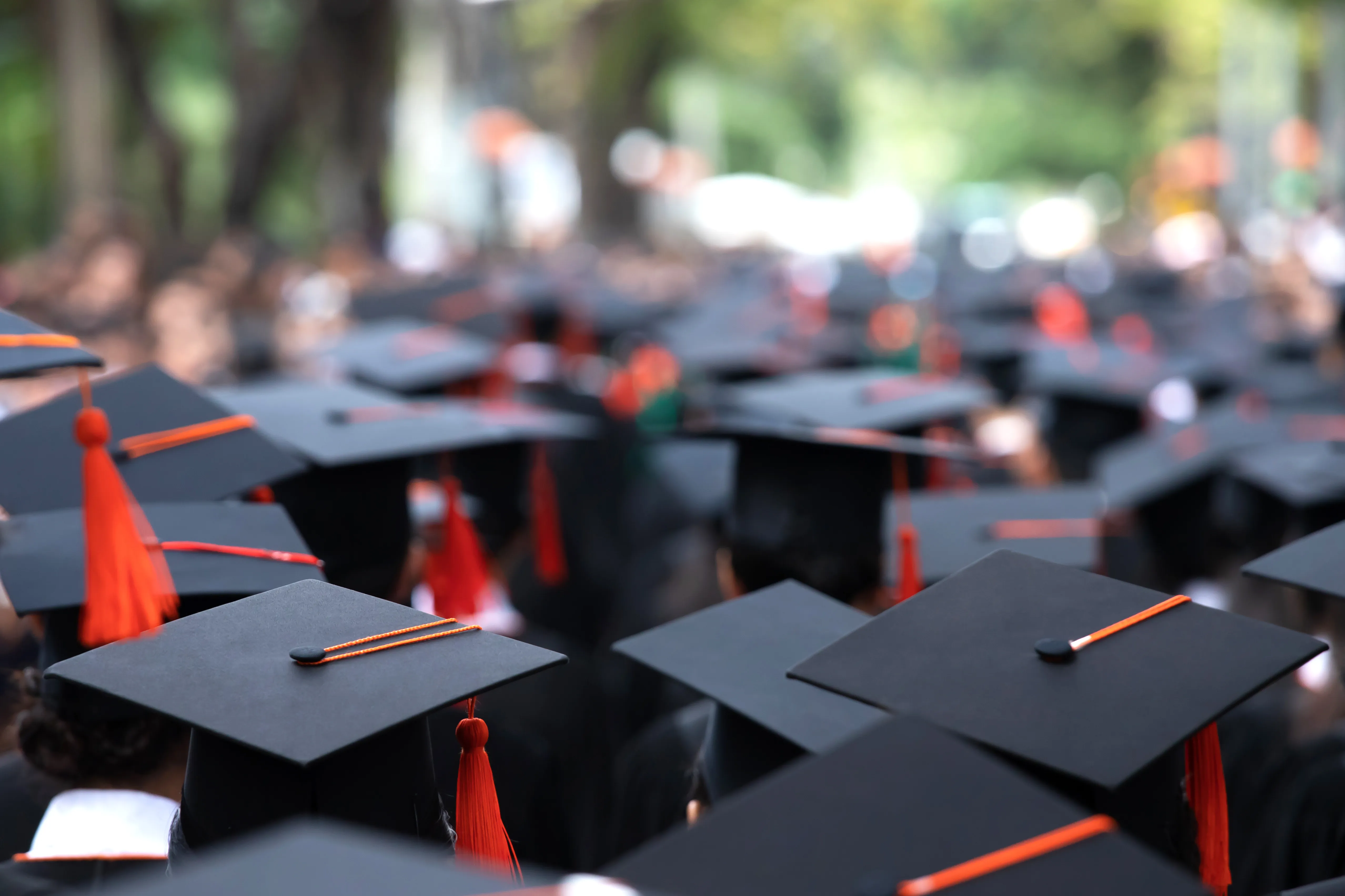 a photo of a crowd of graduates wearing mortarboards