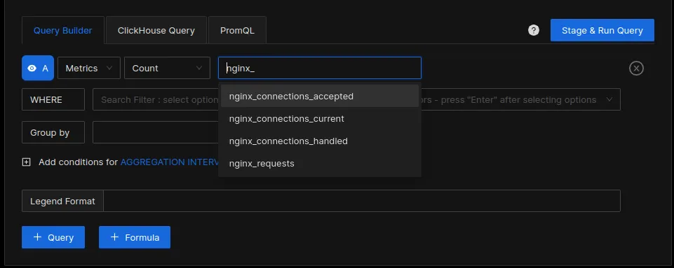 NGINX metrics collected by OpenTelemetry collector