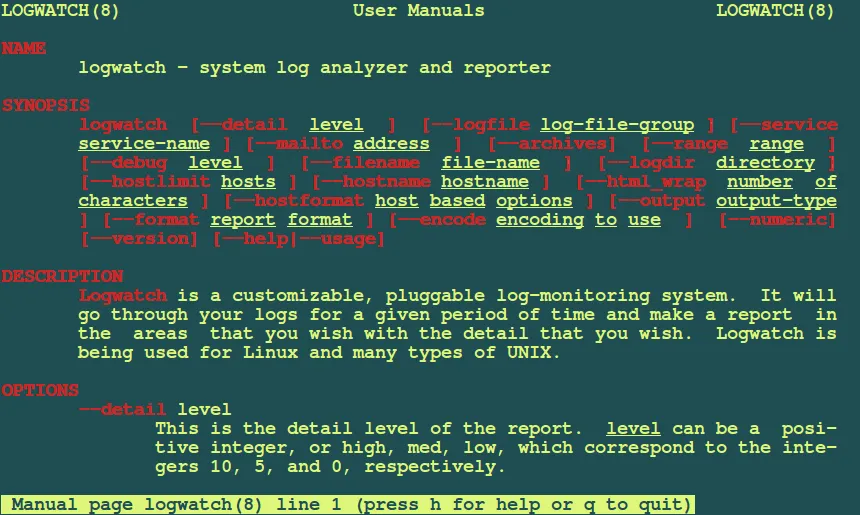 Logwatch log analyzer